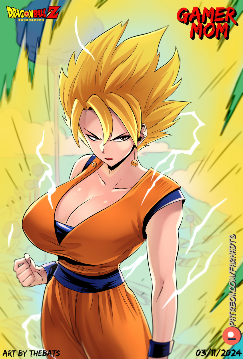 1girl big_breasts blonde_hair breasts cosplay dragon_ball dragon_ball_super dragon_ball_z dragonball_z sex_invitation sexually_suggestive son_goku
