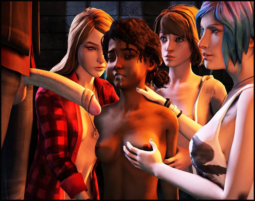 1boy 1girl 3d 4girls 5some after_oral balls blue_eyes blue_hair breasts brown_eyes brown_hair chloe_price clementine_(the_walking_dead) crossover cum cum_drip cum_in_mouth cum_inside dubious_consent female_focus fivesome f****d forced_oral green_eyes holding_breast interracial large_penis lenaid life_is_strange long_hair male max_caulfield medium_breasts multiple_girls nonconsensual nude nude_female open_shirt penis rachel_amber sfm short_hair source_filmmaker the_walking_dead the_walking_dead_game unseen_male_face