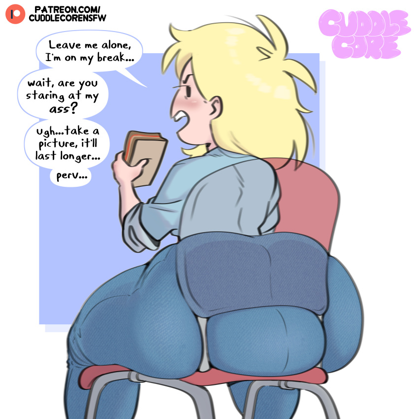 1girl 1girls 2023 2d 2d_(artwork) adventure_time adventure_time:_fionna_&amp;_cake ass ass_focus big_ass big_ass blonde_hair chair cuddlecore denim dialogue eyes female_focus female_only fionna_and_cake fionna_campbell fionna_the_human_girl high_res high_res high_resolution huge_ass huge_ass jeans looking_at_viewer looking_back low-angle_view massive_ass massive_butt open_eyes open_mouth plump_ass pov pov_eye_contact rear_view see-through_chair sitting sitting_on_chair talking talking_to_viewer thick thick_ass thick_legs thick_thighs tight_clothing tight_fit x-ray