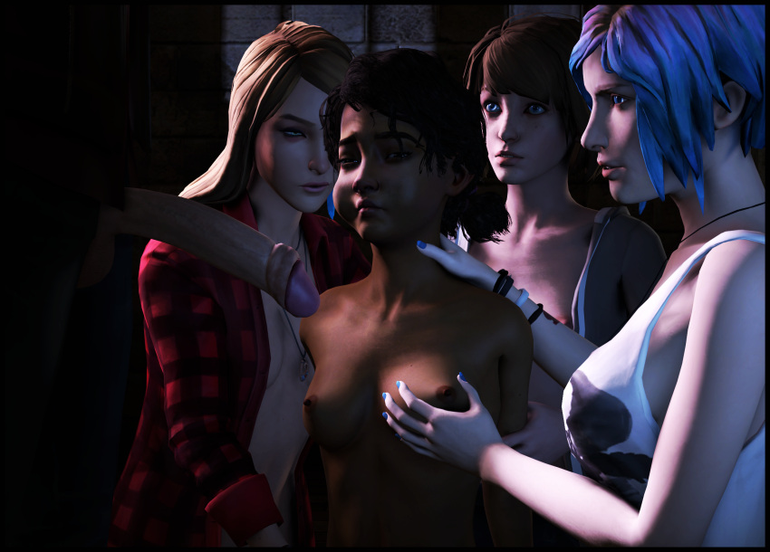 1boy 1girl 3d 4girls 5some after_oral balls blue_eyes blue_hair breasts brown_eyes brown_hair chloe_price clementine_(the_walking_dead) crossover cum cum_drip cum_in_mouth cum_inside dubious_consent female_focus fivesome f****d forced_oral green_eyes holding_breast interracial large_penis lenaid life_is_strange long_hair male max_caulfield medium_breasts multiple_girls nonconsensual nude nude_female open_shirt penis rachel_amber sfm short_hair source_filmmaker the_walking_dead the_walking_dead_game