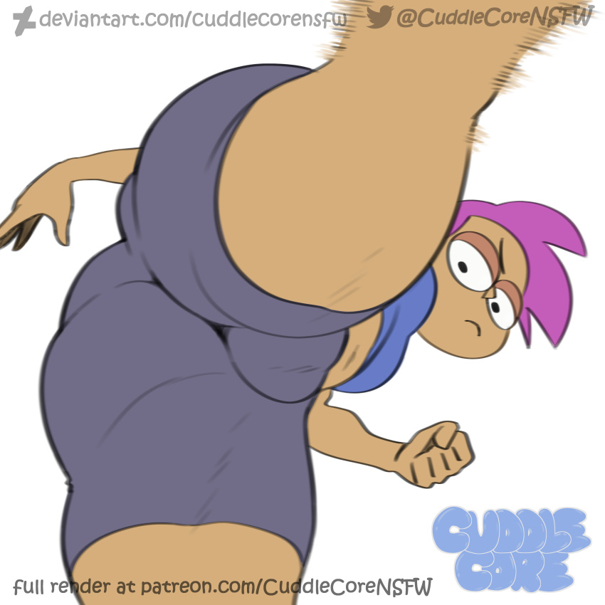 1girl 1girls 2023 2d action_lines action_pose ass big_ass big_ass cartoon_network cuddlecore enid enid_(ok_k.o.!_lbh) high_res high_res high_resolution huge_ass huge_ass kick kicking muscular_female ok_k.o.!_let's_be_heroes pinup purple_hair pussy pussy_visible_through_clothes pussy_visible_through_panties skin_tight solo_female solo_focus thick thick_ass thick_legs thick_thighs tight_clothing