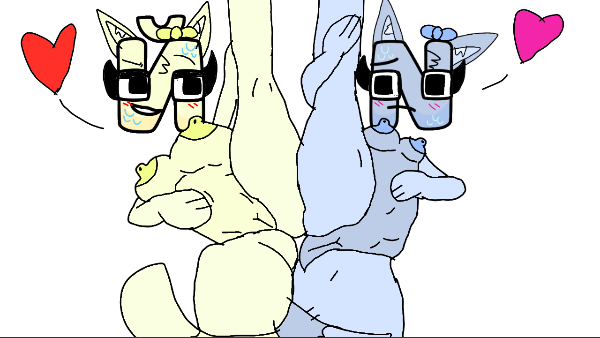 2girls abbygale_purple_eevee_kit alphabet_(mike_salcedo) anthro boobs breasts ekrotkaye/й(ralr) furry furry_female harrymations hi_res hot light_blue_body looking_at_viewer nipples non_binary non_binary_female pussy ralr russian_alphabet_lore showing_pussy spread spread_legs spread_pussy spread_vagina spreading spreading_pussy tagme tits titties uwu vagina yellow_body и/ee(ralr)