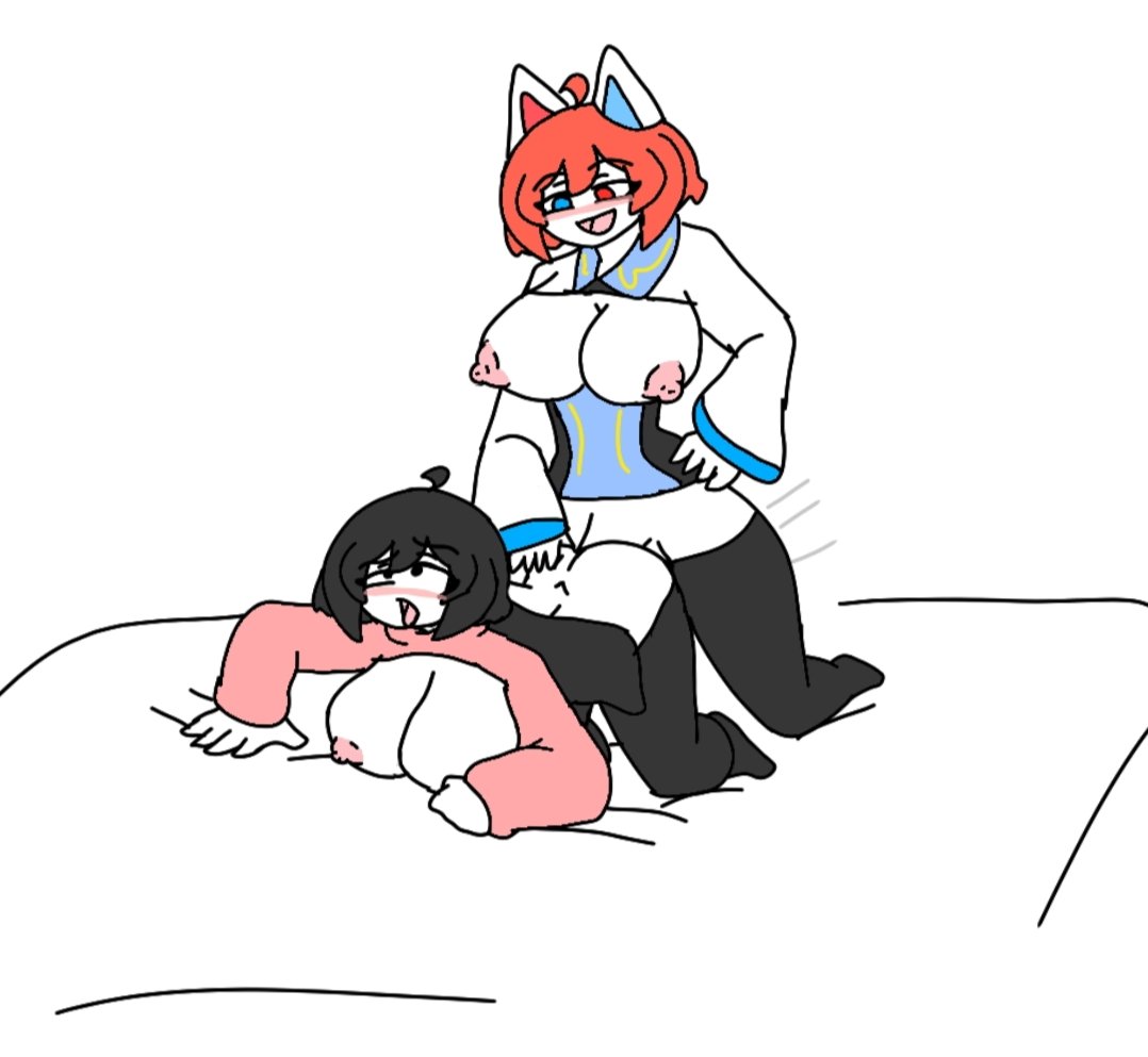 1futa 1girl 1girl1futa 2024 2_girls ahegao ahoge ass big_breasts black_eyes black_hair black_legwear blush breasts breasts_out_of_clothes breasts_outside fox_ears futanari futanari_on_female heterochromia incest kimono nipples ocavid1 original red_hair sex sex_from_behind youka_(ocavid1) youke_(ocavid1)