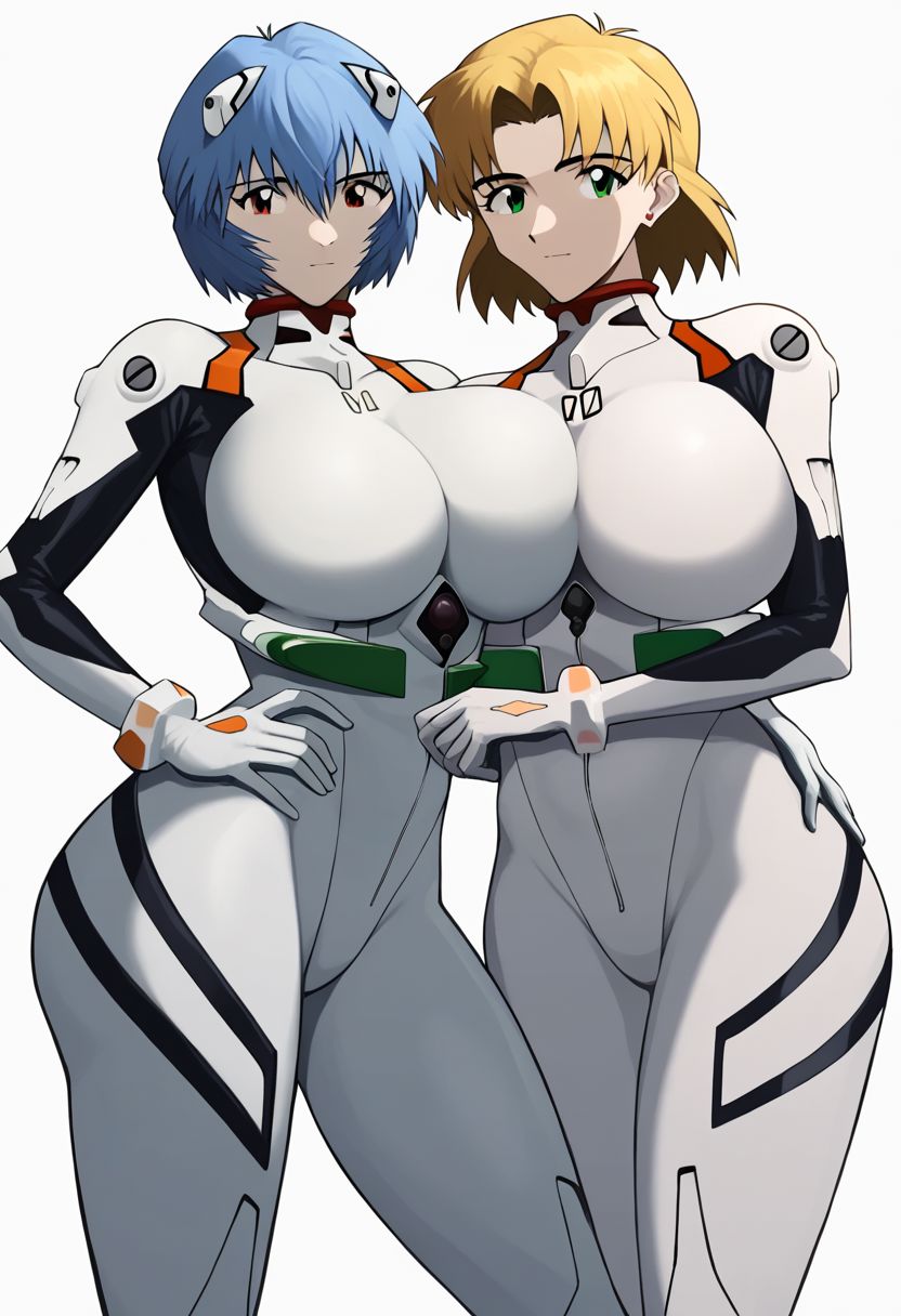 2_girls ai_generated blonde_hair blue_hair neon_genesis_evangelion plugsuit rei_ayanami ritsuko_akagi stable_diffusion voluptuous