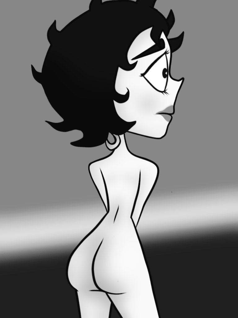 1girl _cami_draw ass betty_boop dat_ass embarrassed female nude solo tagme