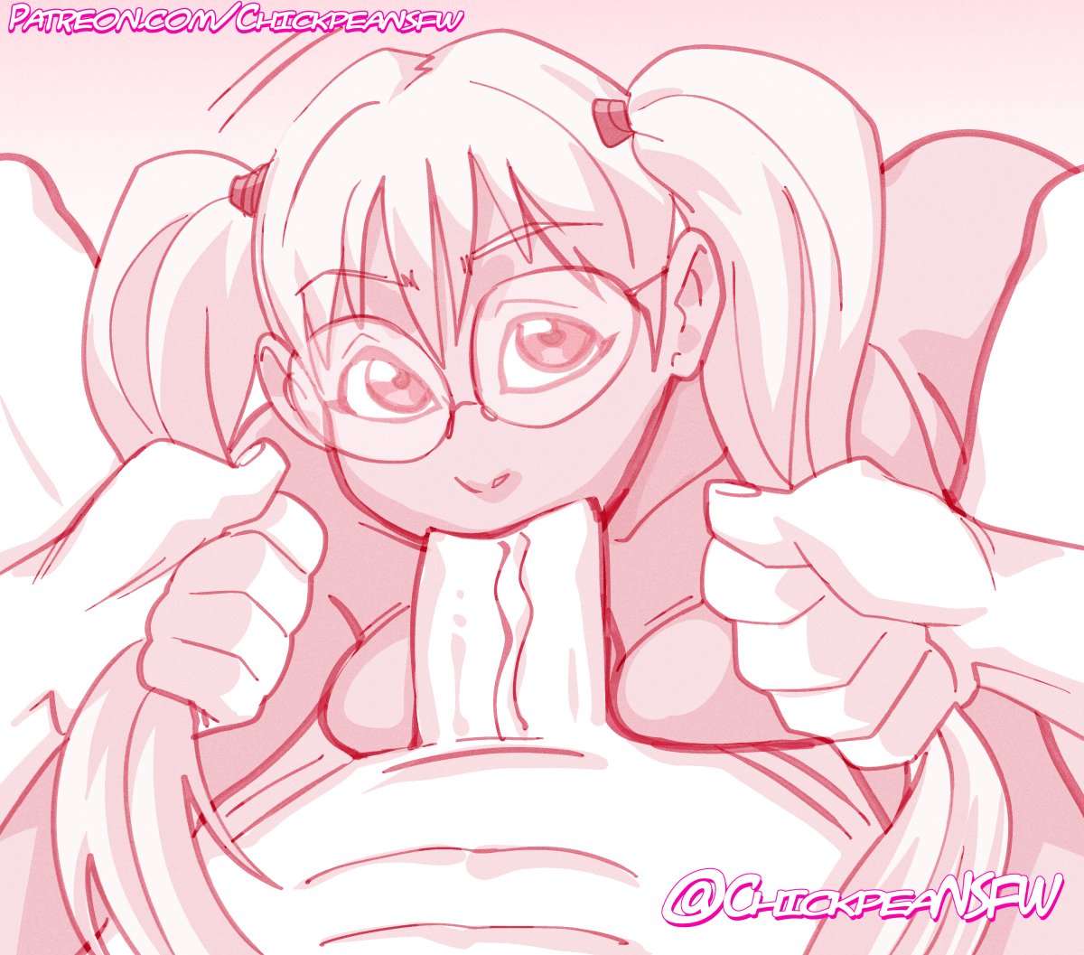 1boy 1girl 1girls 2023 big_penis breasts chickpea dark-skinned_female deepthroat faceless_male fellatio f****d forced_oral glasses grabbing_hair gradient_background hair_grab hair_pull hair_pulling handlebars katie_(chickpea) light-skinned_male looking_at_viewer male monochrome nude_male oral oral_sex original original_character pink_background pink_theme pov pulling_hair simple_background straight tan_body tanned tanned_female twin_tails uncensored veiny_penis