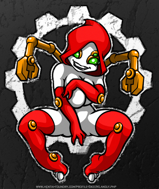 1girl adeptus_mechanicus big_breasts covering_breasts covering_pussy female_only green_eyes hood long_sleeves looking_at_viewer mechanical mechanical_arm nipple_slip nipples pink_nipples prosthesis prosthetic_arm semi_nude skeenlangly skeenlangly_(artist) stockings warhammer_(franchise) warhammer_40k