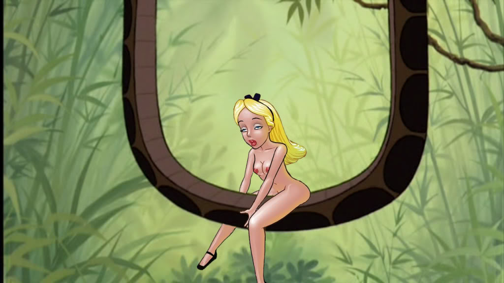 1girl alice_(disney) alice_in_wonderland alice_in_wonderland_(1951_film) alice_liddell artist_request blonde breasts disney jungle kaa nipples tagme the_jungle_book zoophilia