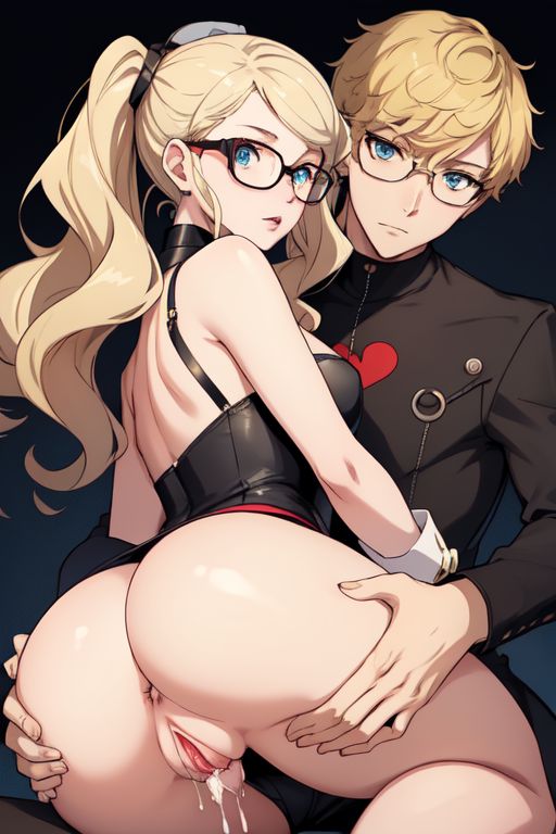 1boy 1girl ai_generated ann_takamaki ass ass_grab blonde_hair blue_eyes couple cum cum_in_pussy marvin_harris original_character persona_5 pussy