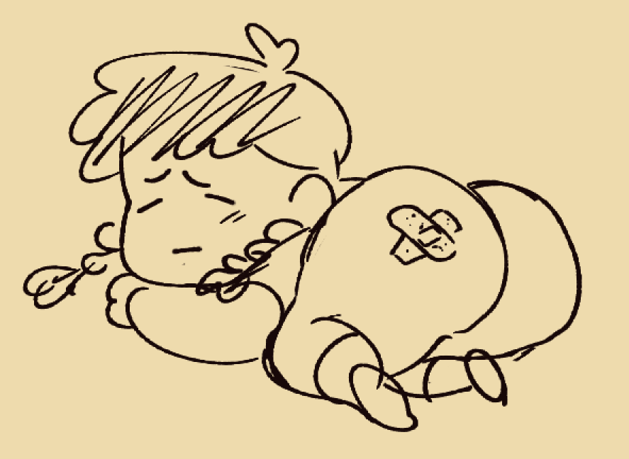 ass bandaid bandaid_on_butt bent_over bottomless chibi sad solo_female solo_focus
