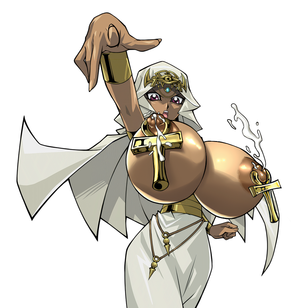 big_breasts big_breasts bimbo breast_milk breasts dark-skinned_female dark_skin gigantic_breasts huge_breasts huge_nipples hyper_breasts ishizu_ishtar lactation milk nipple_piercing nipples piercing rochestedorm topless yu-gi-oh! yu-gi-oh!_duel_links yu-gi-oh!_duel_monsters