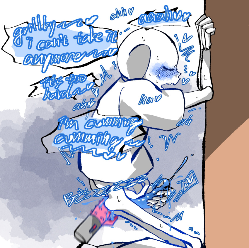 1boy 2020 2d anal anal_insertion anal_object_insertion animated_skeleton blue_blush blue_cum blue_penis blush bottom_sans bottomless closed_eyes cum digital_media ectopenis ejaculation english_text grillsans kneeling male male_masturbation male_only masturbation moaning monster object_insertion open_mouth partially_clothed penile penile_masturbation penis sans_(undertale) sex_toy sex_toy_in_ass shandrawaka skeleton solo speech_bubble submissive t-shirt text undead undertale undertale_(series) vibrator vibrator_in_ass video_games wall wall_(structure) white_background