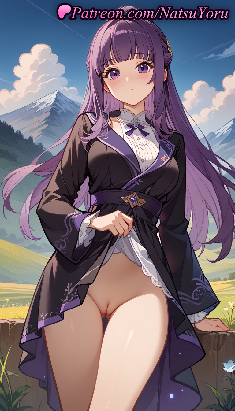 1girl 2025 ai_assisted ai_generated anime anime_style asian ass_visible_through_thighs bangs belt big_breasts black_coat black_dress black_robe blue_sky blunt_bangs blush breasts bust cleft_of_venus closed_mouth clothes_lift clothing cloud coat cowboy_shot cut_bangs day dress dress_lift female_focus female_only female_solo fern_(sousou_no_frieren) flower frilled_sleeves frills grass hair_ornament hentai high_quality high_res high_resolution labia lifted_by_self lips long_hair long_sleeves looking_at_viewer mountain mountainous_horizon natsuyoru neck_ribbon no_panties outside parted_lips patreon public_indecency purple_eyes purple_hair pussy ribbon shirt sidelocks skirt skirt_lift sky smile solo_female sousou_no_frieren stable_diffusion standing straight_hair thigh_gap thighs uncensored voluptuous voluptuous_female white_dress white_shirt wide_sleeves