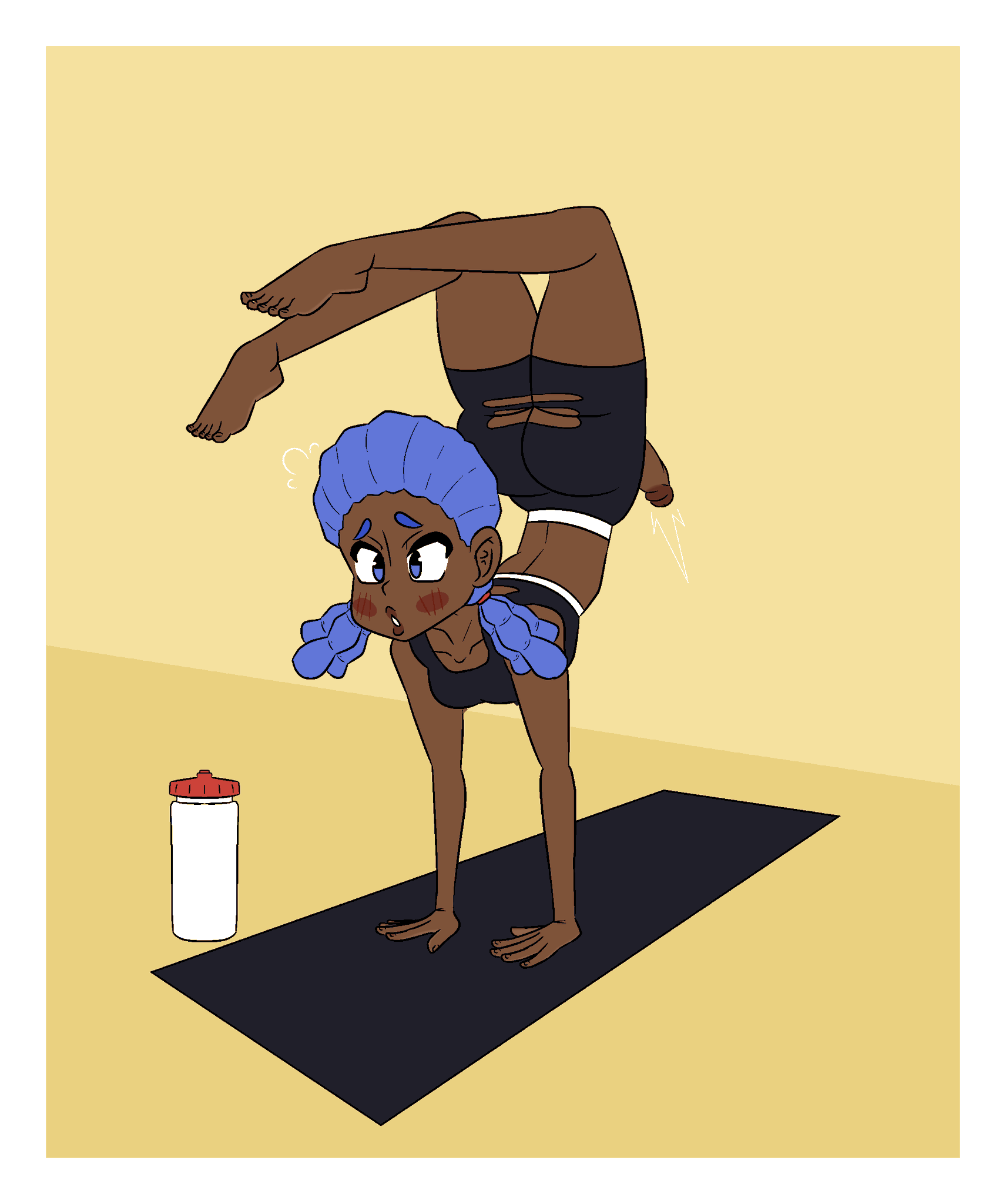 1futa ass ass blush blush boner dark_skin embarrassed erection feminine penis skinny strawberriexe torn_clothes torn_clothing torn_legwear wardrobe_malfunction yoga