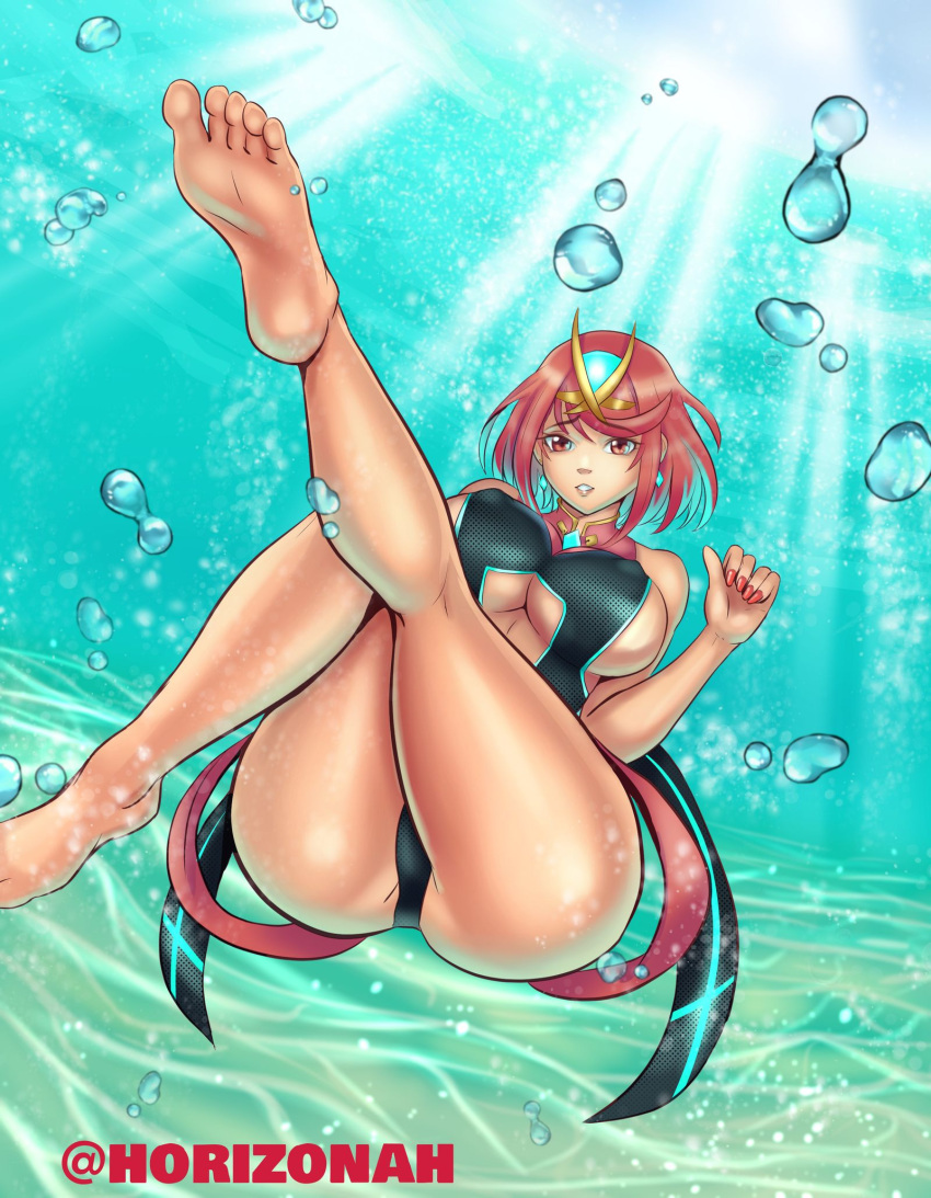 1girl 1girl 1girl alluring amber_eyes ass beach big_ass big_ass big_breasts big_breasts bikini circlet clothed clothed_female female_focus female_only fully_clothed heroine horizonah221 jumping looking_at_viewer nintendo one-piece_bikini pyra red_hair short_hair sideboob smile solo_female swimsuit sword weapon xenoblade_(series) xenoblade_chronicles_2