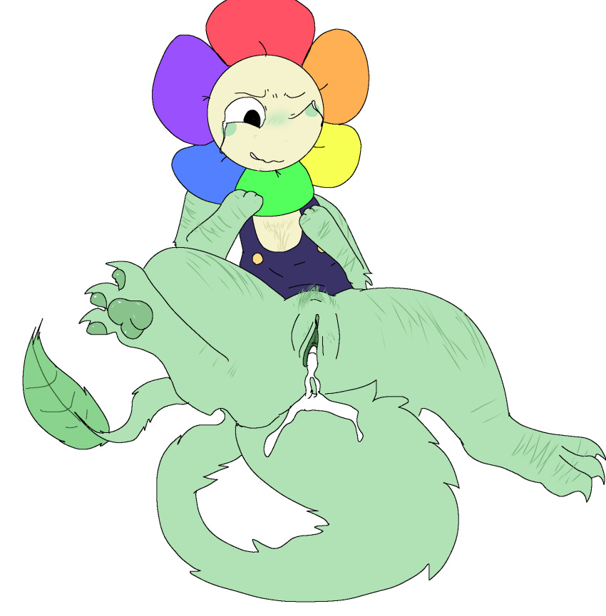 crying cum_in_pussy cuntboy dandy's_world dandy_(dandy’s_world) flower hair hairy_male hairy_pussy pussy