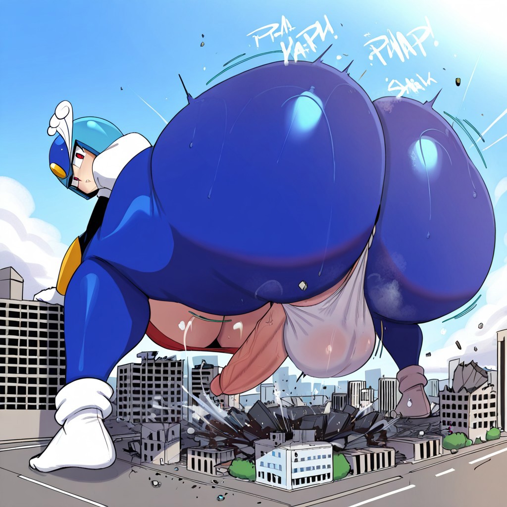 1futa ai_generated ass assquake big_ass big_breasts breasts city_destruction debris destruction earthquake erection falling_debris fundoshi fundoshi_futanari fundoshilover101 futanari giantess huge_ass huge_breasts mega_man splash_woman twerking