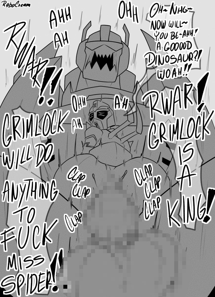 1boy 1girl 1girls ass ass_focus ass_grab autobot balls big_ass big_penis bigger_male blackarachnia blackarachnia_(tfa) cowgirl_position cybertronian decepticon grimlock_(transformers) male male/female mosaic_censoring mosaic_censorship penis predacon robocream robot robot_girl robot_humanoid size_difference smaller_female transformers
