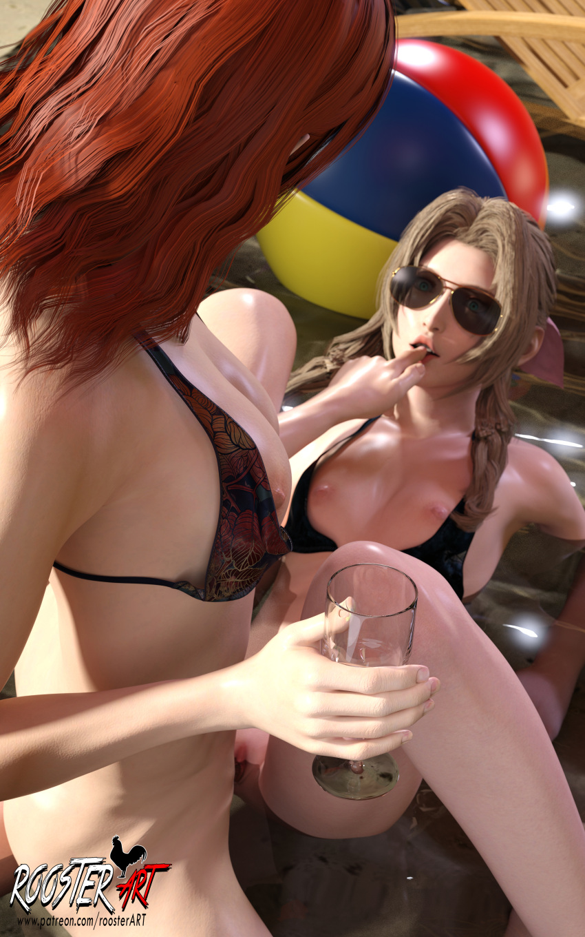 10:16 2_girls 3d 3d_(artwork) 4k aerith_gainsborough bare_shoulders beach beach_ball bra_aside breasts breasts breasts cissnei drinking_glass erect_nipples female_focus females_only final_fantasy final_fantasy_vii finger_in_mouth in_water legs light-skinned light-skinned_female light_skin medium_breasts medium_hair nipples no_panties partially_submerged patreon patreon_username pussy pussy roosterart shoulders summer sunglasses vacation video_game video_game_character video_game_franchise yuri yuri yuri
