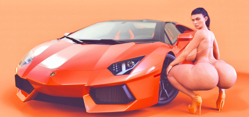 1girl 3d alluring areola big_breasts bikini breasts car caucasian curvy dark_hair dat_ass eyelashes fat_ass female_only from_behind gashousesushiart gigantic_ass hand_on_knee high_heels high_res huge_ass huge_breasts legs long_hair looking_back massive_ass micro_bikini non-nude pawg posing round_ass sexy sideboob slut squatting thick_ass thick_thighs thong toned wide_hips