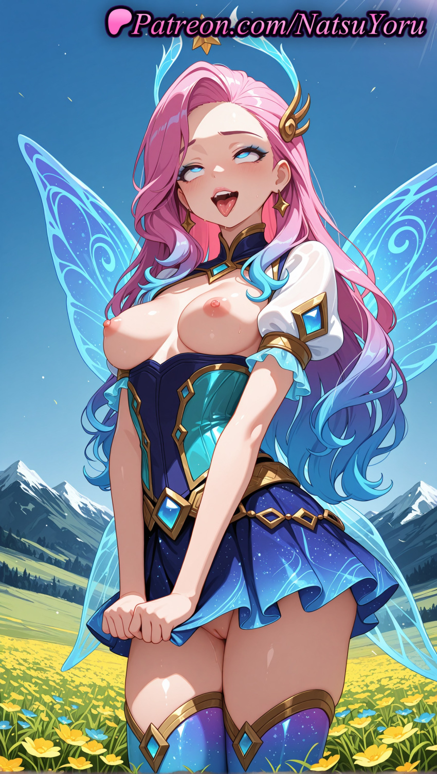 1girl 1girl 1girls 2025 ahegao ai ai_assisted ai_generated anime anime_style artist_name bangs big_breasts big_breasts blue_dress blue_eyes blue_hair blue_legwear blue_skirt blue_sky blue_thighhighs blue_wings blush breasts breasts_out bust butterfly_wings caucasian cleft_of_venus clothes_pull clothing cowboy_shot day dress dress_tug earrings fairy fairy_wings female_focus female_only field flower flower_field flowers gradient_dress gradient_hair gradient_legwear hair_ornament hentai high_quality high_res high_res high_resolution insect_wings jewelry league_of_legends league_of_legends:_wild_rift long_hair looking_at_viewer makeup medium_breasts mountain multi-colored_hair multicolored_hair natsuyoru nipples nipples_outside no_panties non-asian nopan open_mouth outside paipan patreon pink_hair puffy_short_sleeves puffy_sleeves pussy pussy riot_games seraphine_(league_of_legends) short_sleeves skirt sky smile solo_female stable_diffusion standing stockings teeth thighs tongue tongue_out two-tone_hair uncensored uncensored_nipples upper_teeth_only voluptuous voluptuous_female wavy_hair wings yellow_flower