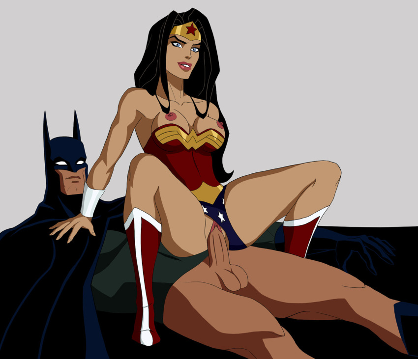 1boy 1girl amazon arm_support bangs bare_arms bare_legs bare_shoulders batman batman_(series) black_cape black_hair black_mask blue_eyes blue_leotard boots bottomless bottomless_male bracer breasts breasts_out breasts_out_of_clothes breasts_outside bruce_wayne cape closed_mouth collarbone couple dc_comics dcau diana_prince duo erection femdom footwear girl_on_top grey_background grin half-closed_eyes happy happy_sex head_tilt hero heroine hetero jewelry justice_league legs leotard leotard_aside lips lipstick long_hair looking_at_viewer lying lying_on_back makeup malesub mask medium_breasts mistermultiverse multicolored_clothes multicolored_leotard naughty_face neck nipples on_back parted_bangs parted_lips penetration penis pink_lipstick pussy red_boots red_footwear red_leotard red_lipstick sex simple_background smile spread_legs star_(symbol) star_print straight_hair strapless strapless_leotard superhero superheroine superman/batman:_apocalypse testicle themysciran thick_thighs thighs tiara two-tone_leotard uncensored vaginal vaginal_penetration vaginal_sex wonder_woman wonder_woman_(series)