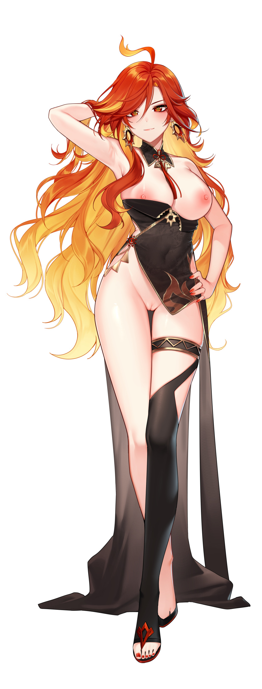 1girl 1girls artist_request ass big_breasts breasts female_only genshin_impact mavuika_(genshin_impact) nipples nude nude_female tagme