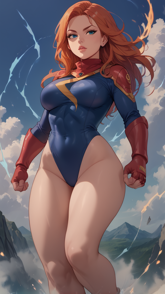 1girl 1girl 2females ai_generated ass blonde_hair captain_marvel cum curvy dat_ass eteeming fat_ass female_only hugging long_hair nude nude thicc thick_thighs thicker_than_a_bowl_of_oatmeal