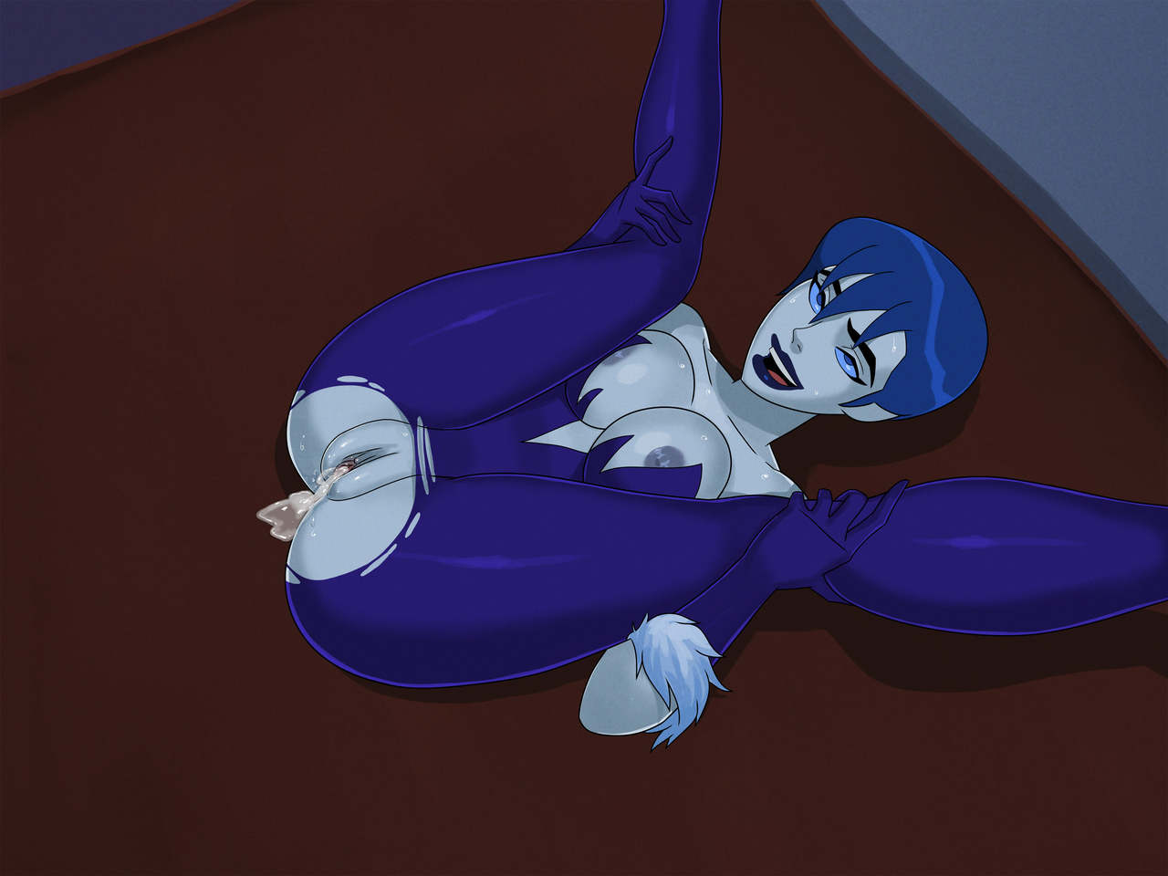 1girl after_sex areola areola_slip ass bare_shoulders bed big_ass big_breasts black_lipstick blue_bodysuit blue_eyes blue_gloves blue_hair blue_lipstick blue_sclera bodysuit breasts cleavage collarbone cum cum_in_pussy cum_inside dc_comics dcau female_only female_solo from_above fucked_silly fur_trim gloves grey_skin hair_between_eyes half-closed_eyes indoors justice_league justice_league_unlimited killer_frost legs lips lipstick lying lying_on_back lying_on_bed makeup matching_hair/eyes medium_breasts neck nipples on_back on_bed open_mouth pale-skinned_female pale_skin pussy round_teeth shadow short_hair skin_tight smile spread_legs strapless strapless_bodysuit sunsetriders7 supervillainess sweat teeth thick_eyebrows thick_thighs thighs torn_bodysuit torn_clothes uncensored upper_teeth upper_teeth_only villainess