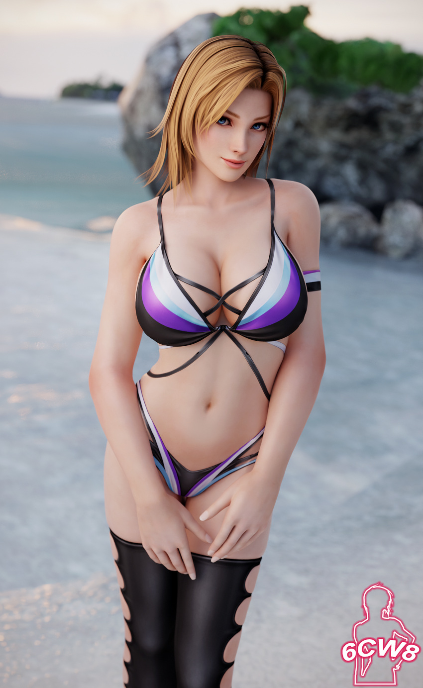 1girl 6cw8 alluring beach big_breasts bikini blonde_hair cleavage dead_or_alive dead_or_alive_2 dead_or_alive_3 dead_or_alive_4 dead_or_alive_5 dead_or_alive_6 dead_or_alive_xtreme dead_or_alive_xtreme_2 dead_or_alive_xtreme_3 dead_or_alive_xtreme_3_fortune dead_or_alive_xtreme_beach_volleyball dead_or_alive_xtreme_venus_vacation ocean pin_up tecmo tina_armstrong