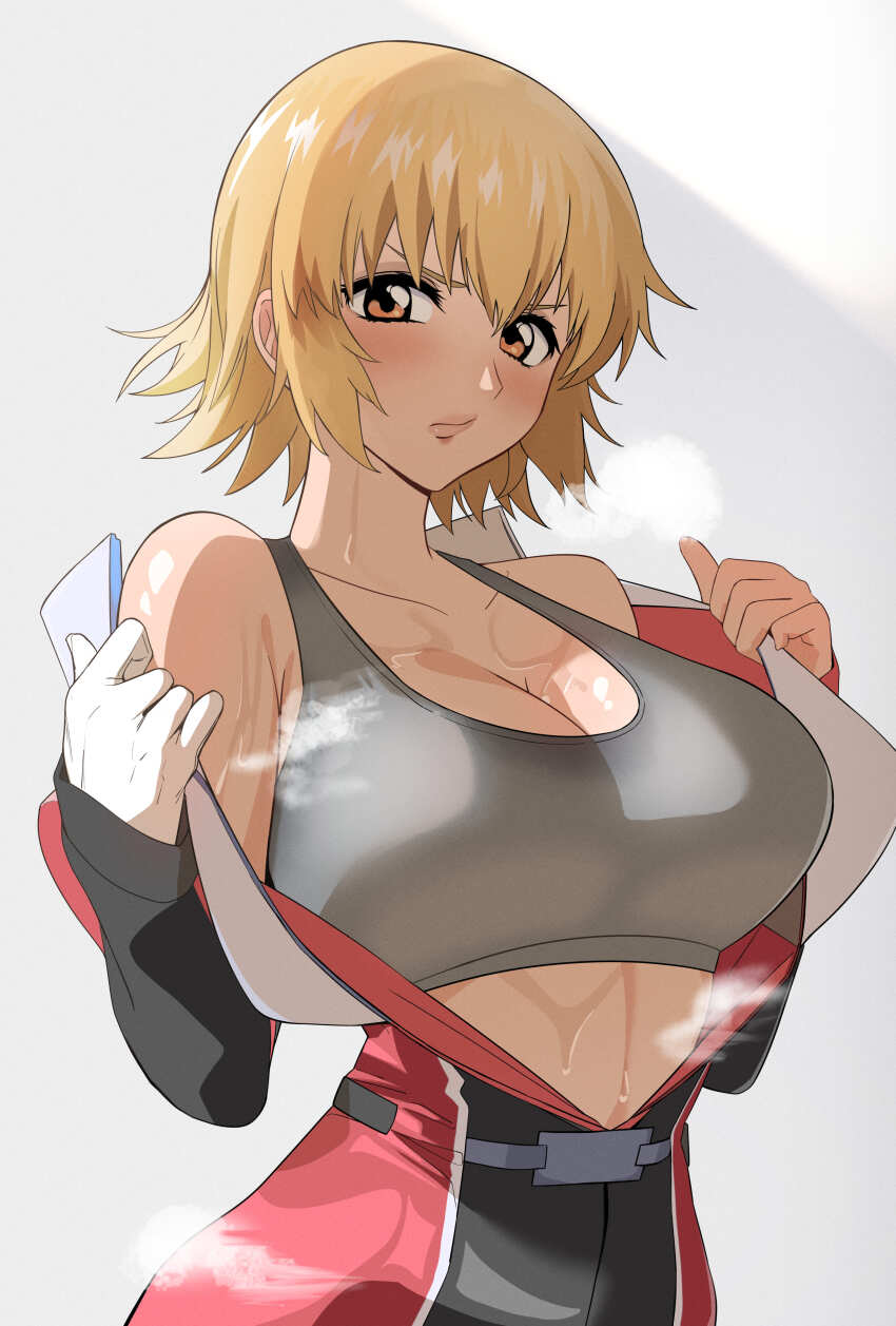 1girl big_breasts blonde_hair cagalli_yula_athha gundam_seed hamigaki_(hikaruyusi)