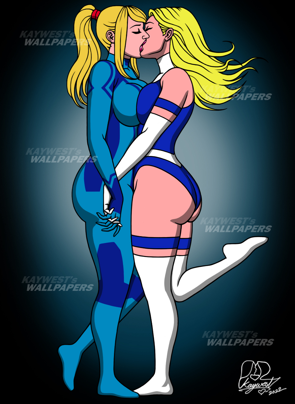 2_girls arm_strap bangs bare_shoulders big_breasts blonde_female blonde_hair blue_arm_strap blue_bodysuit blue_leotard blue_thigh_strap bodysuit bounty_hunter breast_press breasts closed_eyes couple crossover duo elbow_gloves fantastic_four female_only floating full_body gloves heroine high_ponytail holding_hands hugging interlocked_fingers invisible_woman kaywest kissing legs legwear leotard lips lipstick long_hair love makeup marvel marvel_comics metroid multicolored_clothes multicolored_leotard multiple_girls mutual_yuri neck nintendo parted_bangs pink_lipstick ponytail romantic romantic_couple samus_aran skin_tight sleeveless sleeveless_leotard sleeveless_turtleneck standing standing_on_one_leg stockings straight_hair sue_storm superheroine swept_bangs symmetrical_docking thick_thighs thigh_strap thighs tied_hair turtleneck turtleneck_leotard two-tone_leotard wavy_hair white_gloves white_legwear white_leotard white_thighhighs yuri zero_suit zero_suit_samus