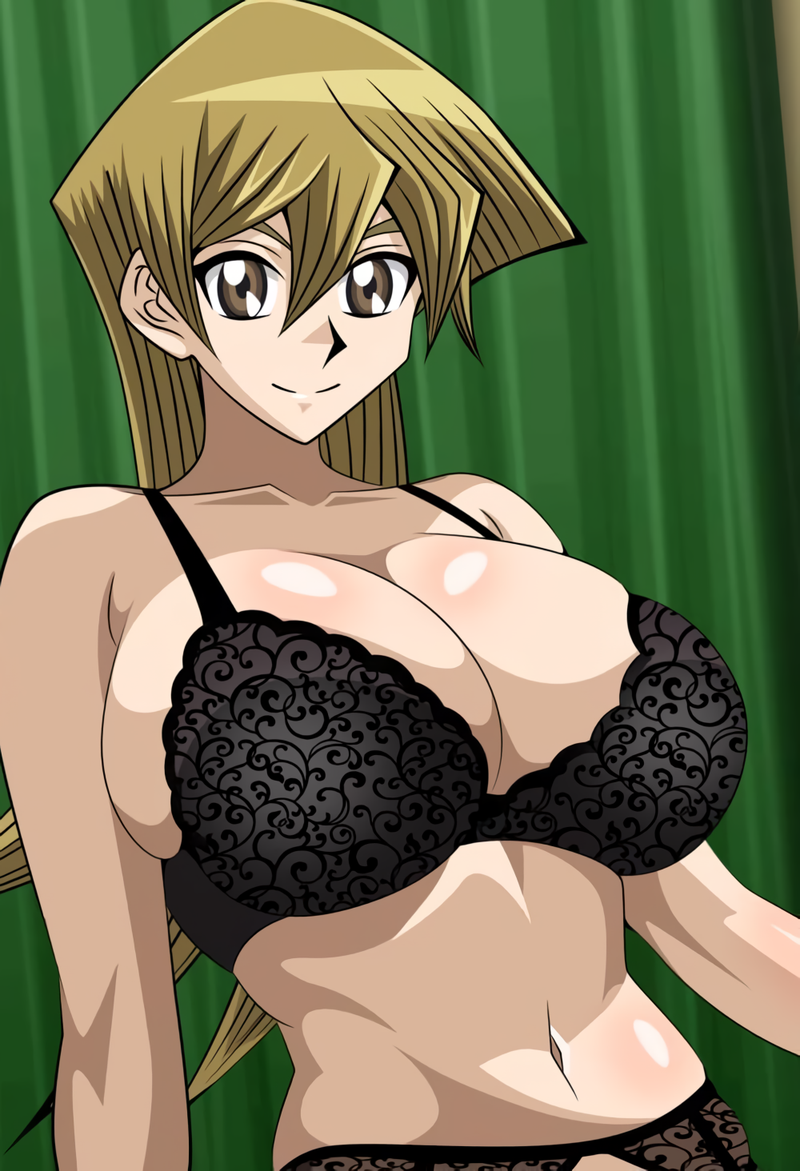 1girl alexis_rhodes alluring asuka_tenjouin big_breasts blonde_hair bra brown_eyes cleavage female_only huge_breasts konami lingerie panties pin_up shounen_jump tenjouin_asuka underwear yu-gi-oh! yu-gi-oh!_duel_monsters_gx yu-gi-oh!_gx yxyyxy