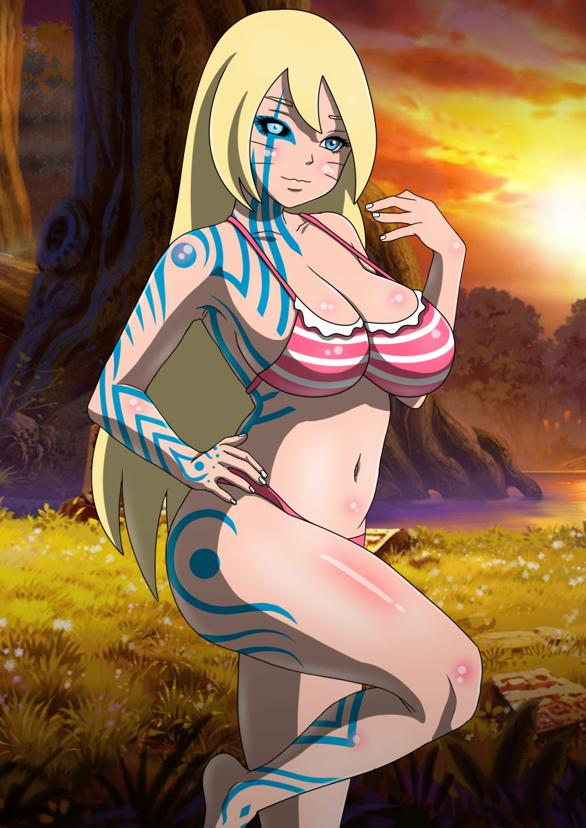 bikini blonde_hair boruko boruto:_naruto_next_generations boruto_uzumaki genderswap genderswap_(mtf) guja high_res naruto rule_63 sexy_no_jutsu shounen_jump tattooed_arm tattooed_girl