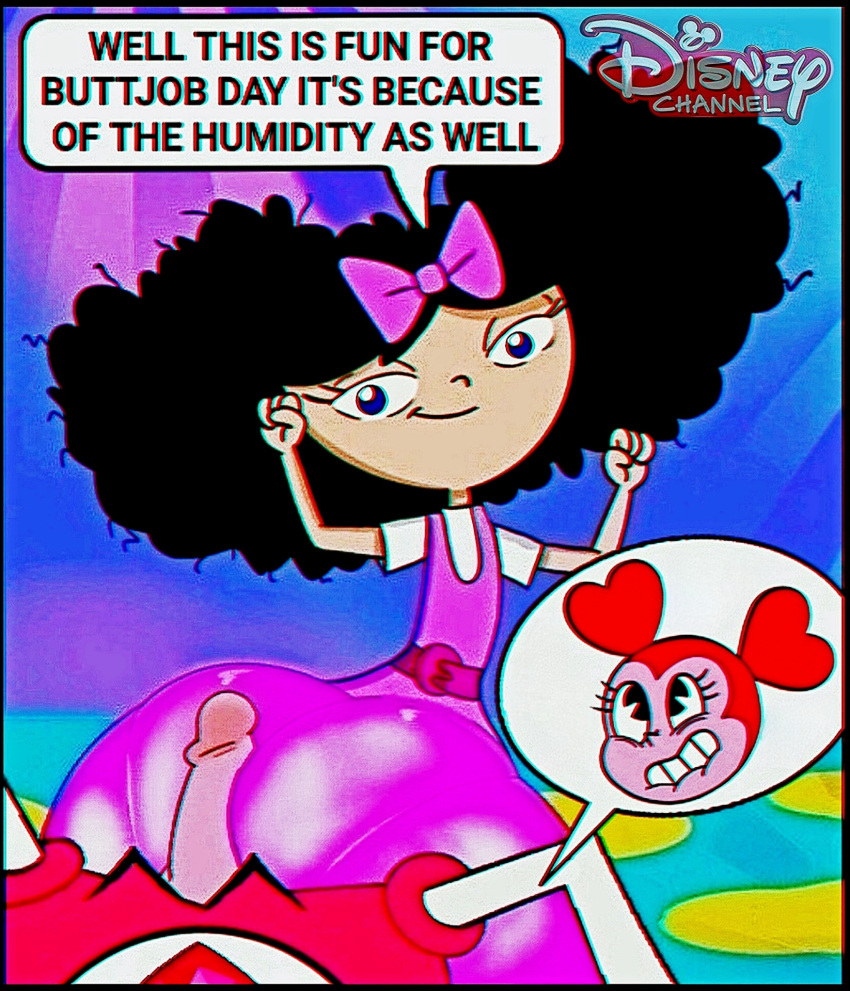 afro afro_puffs big_ass big_balls big_penis black_hair blue_eyes bowtie buttjob cartoon_network clothed_sex colorful_background crossover curly_hair dancing disney disney_channel dry_humping edit edited_screencap fist frizzy_hair futanari hd isabella_garcia-shapiro logo penis_in_ass phineas_and_ferb pink_belt pink_gloves pink_hair pink_shorts pink_skin pink_skirt rubbing_penis shaking_butt skirt smiley_face speech_bubble spinel_(steven_universe) steven_universe twerking weird_crossover wide_eyed