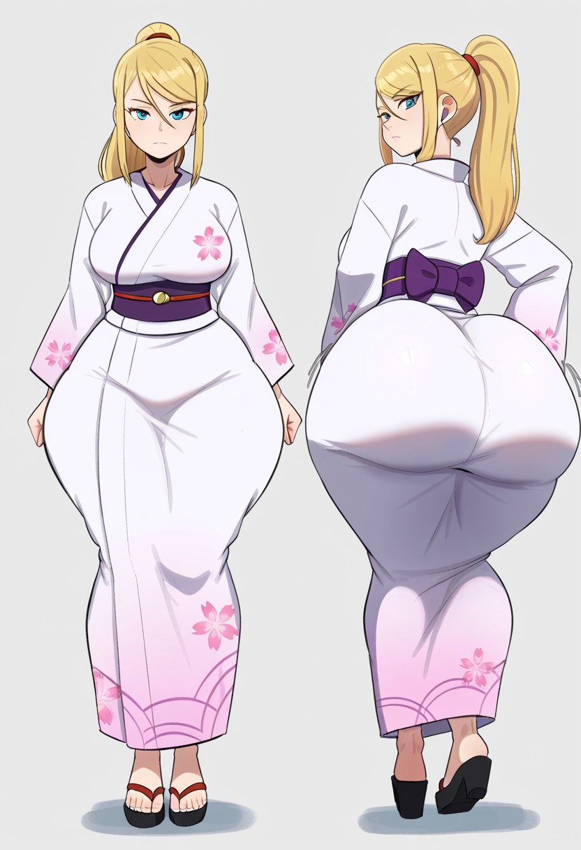 1girl ai_generated ass big_ass big_breasts breasts fundoshilover101 huge_ass kimono metroid nintendo samus_aran