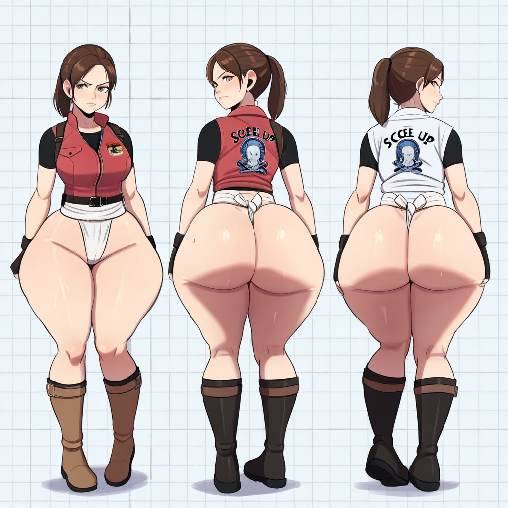 1girl ai_generated ass big_ass big_breasts breasts capcom claire_redfield fundoshi fundoshilover101 huge_ass resident_evil
