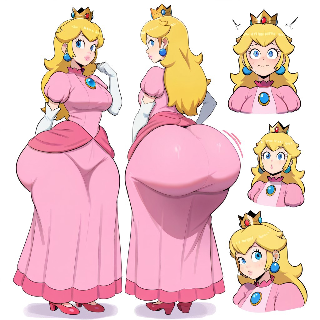 1girl ai_generated ass big_ass big_breasts breasts fundoshilover101 huge_ass mario_(series) nintendo princess_peach