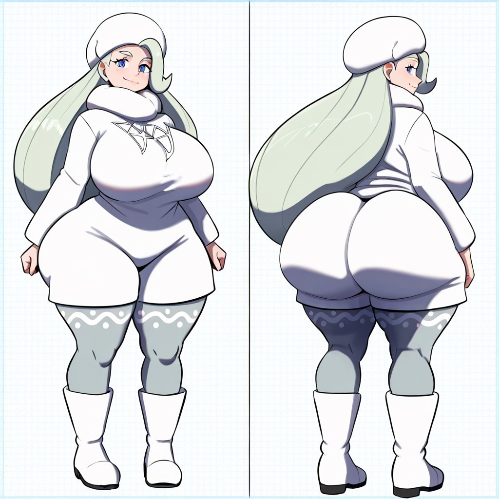 1girl ai_generated ass big_ass big_breasts breasts fundoshilover101 game_freak huge_ass huge_breasts melony_(pokemon) nintendo pokemon