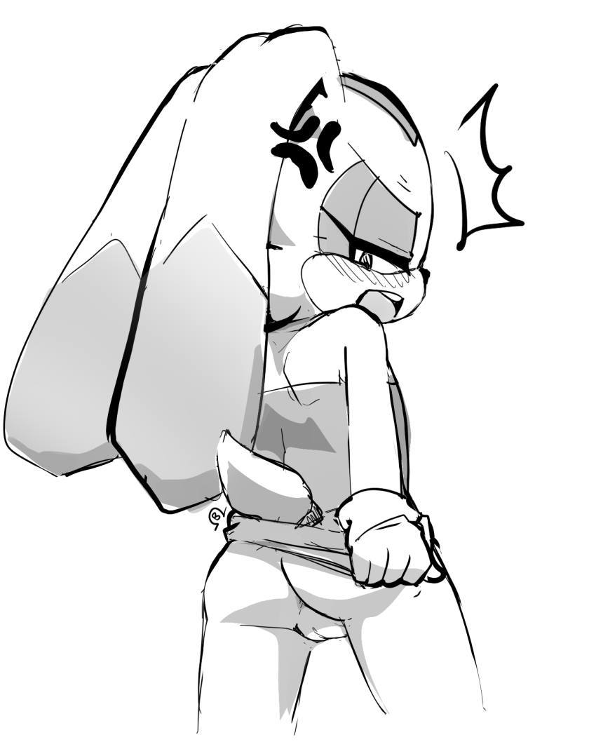 1girl 2025 5_fingers annoyed anthro anus ass biped blaski blush blush_lines clothed clothed_anthro clothed_female clothing cream_the_rabbit cross-popping_vein cub dress emanata eyelashes female female_anthro fingers flash_emanata flat_chested floppy_ears fur furgonomics genitals gloves greyscale half-closed_eyes handwear humanoid_genitalia humanoid_pussy lagomorph leporid looking_back lop_ears mammal minidress monochrome narrowed_eyes no_underwear open_mouth pussy rabbit raised_clothing raised_dress rear_view scut_tail sega short_tail signature sketch solo sonic_the_hedgehog_(series) standing tail teeth tongue young young_anthro young_female