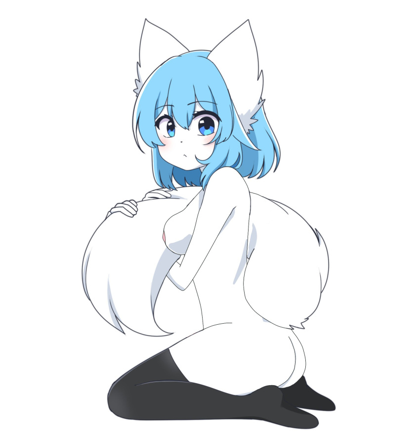 1girl ass big_breasts female furry wolf wolfychu