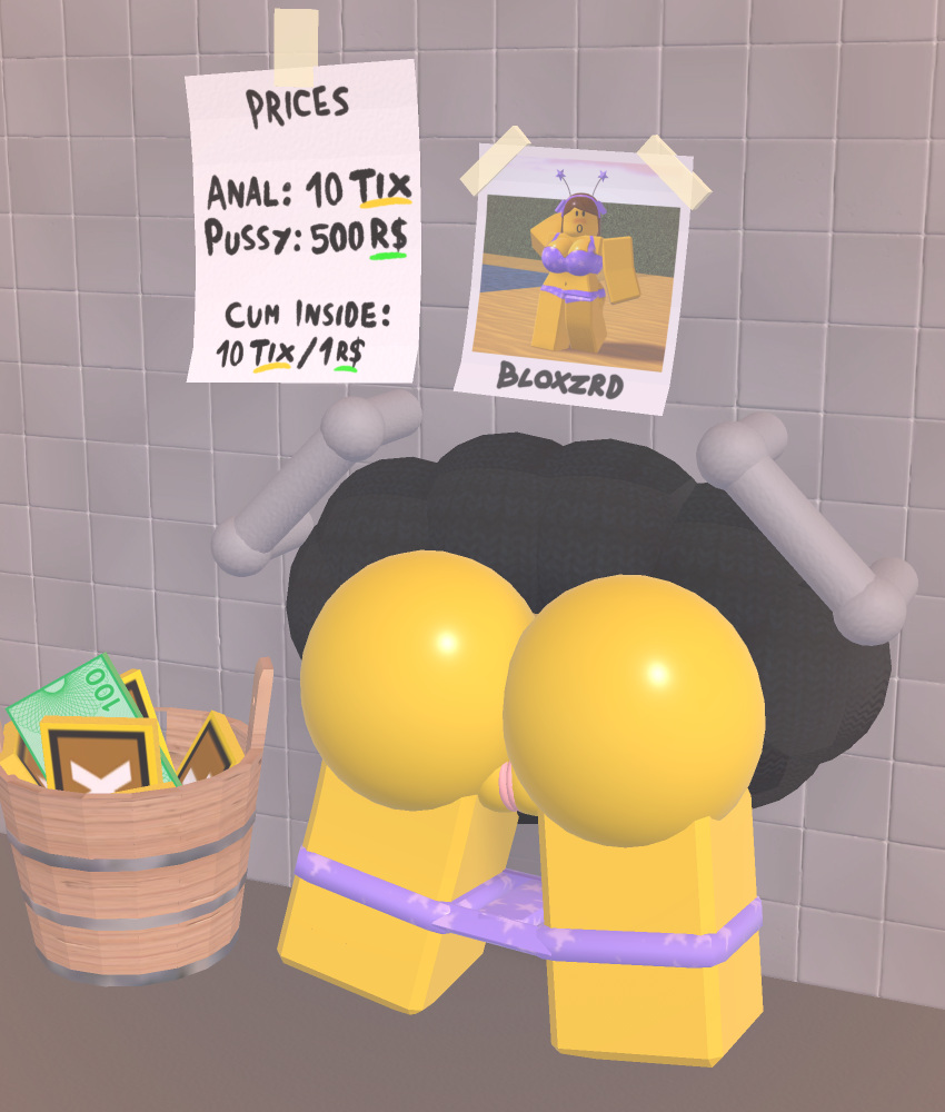 ass bikini bikini_bottom_down bloxzrd bubble_butt forced_prostitution glory_wall price_list purple_bikini pussy roblox roblox_avatar robloxian tagme yellow_body