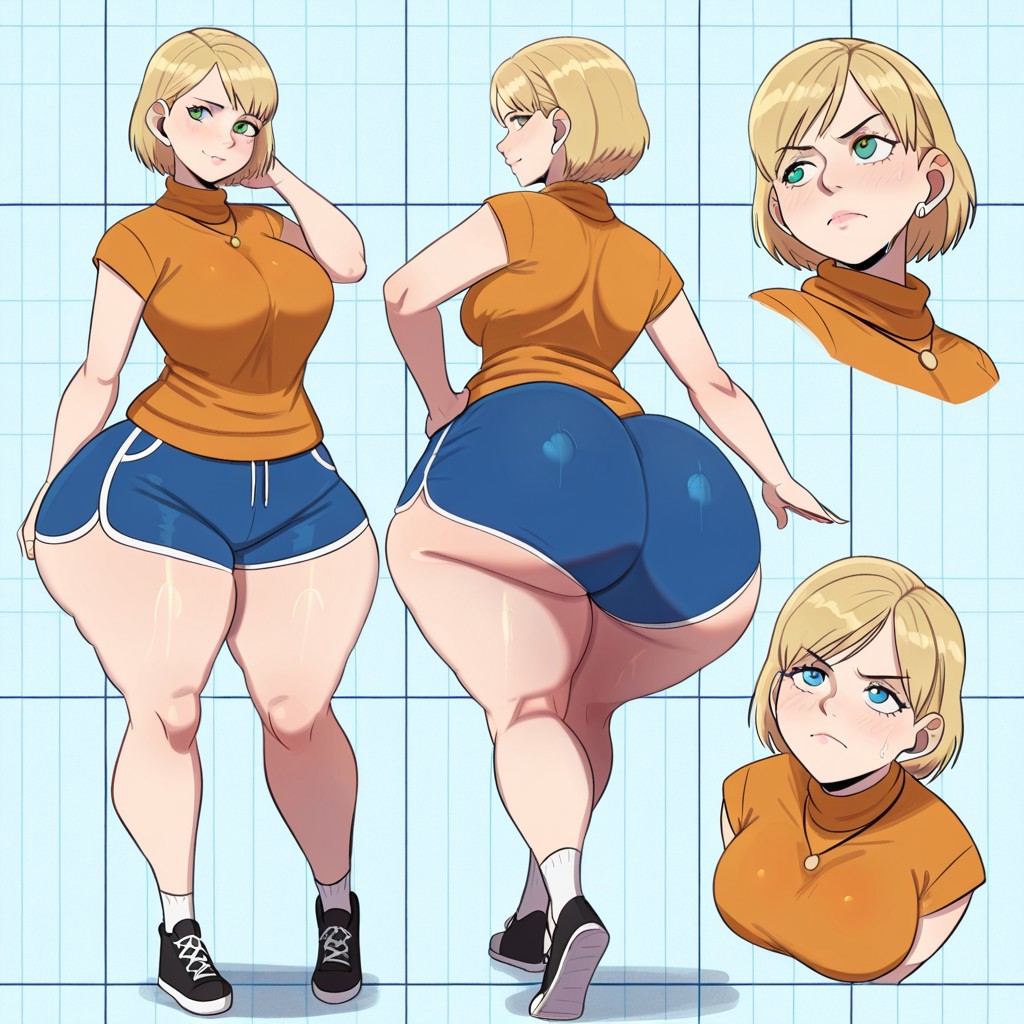1girl ai_generated ashley_graham ass big_ass big_breasts booty_shorts breasts capcom dolphin_shorts fundoshilover101 huge_ass resident_evil
