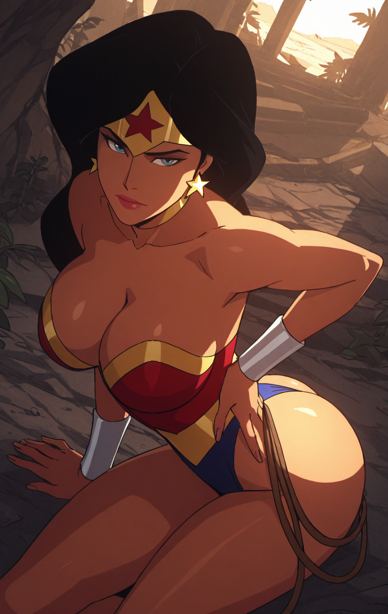 1girl amazon arm_at_side arm_support ass bangs bare_arms bare_legs bare_shoulders big_ass big_breasts black_hair blue_eyes blue_leotard bracer breasts choker cleavage closed_mouth collarbone day dc_comics dcau diana_prince dutch_angle earrings eepol eepol_(artist) expressionless female_only female_solo half-closed_eyes hand_on_hip heroine jewelry jungle justice_league justice_league_dark:_apokolips_war justice_league_unlimited lasso_of_truth legs leotard lips lipstick long_hair looking_at_viewer makeup multicolored_clothes multicolored_leotard nature neck_ring on_floor outside parted_bangs pillar pink_lipstick plant red_leotard ruins serious shade sitting sitting_on_floor standing star_(symbol) star_earrings straight_hair strapless strapless_leotard superheroine themysciran thick_thighs thighs tiara tree two-tone_leotard wonder_woman wonder_woman:_bloodlines wonder_woman_(series) yellow_choker