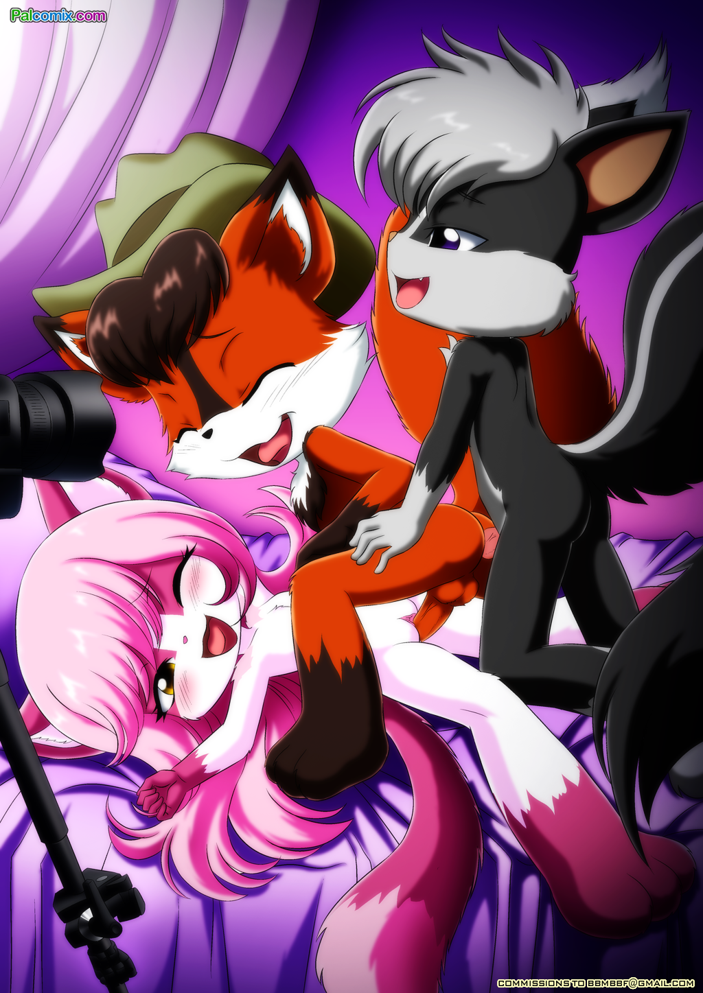 anal anal_penetration anal_sex anthro ass balls bbmbbf blush buster_(little_tails) closed_eyes furry little_tails male/female male/male one_eye_closed open_mouth palcomix penis pussy scoty_(little_tails) sex threesome tongue vaginal vaginal_penetration vaginal_sex