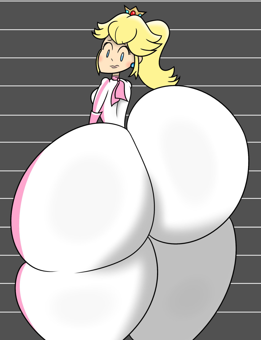 1girl 2023 alternate_ass_size ass_bigger_than_head ass_focus backboob big_ass bodysuit clothed female_only huge_ass hyper hyper_ass illumination_entertainment mario_(series) nintendo pixelectrical princess_peach princess_peach_(movie) super_mario_bros._(2023_film)