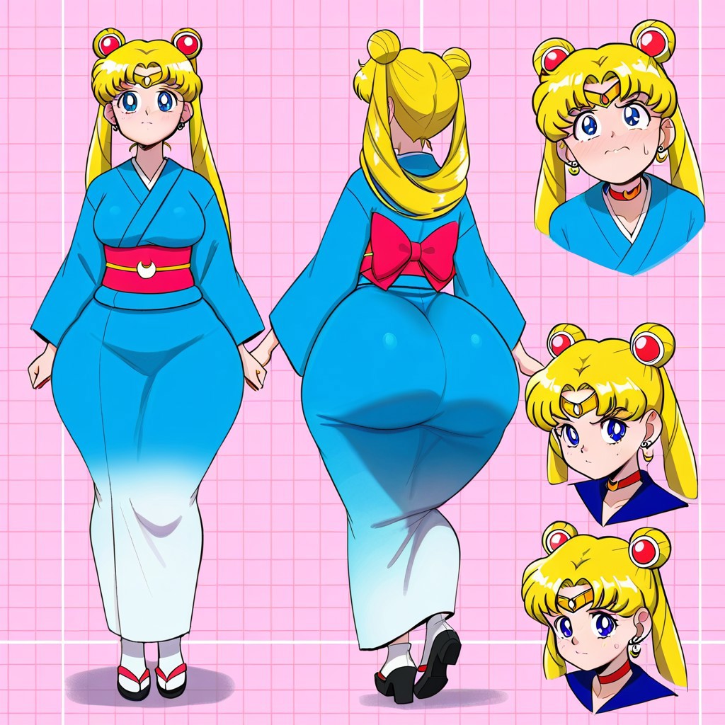 1girl ai_generated ass big_ass big_breasts bishoujo_senshi_sailor_moon breasts fundoshilover101 huge_ass kimono sailor_moon usagi_tsukino