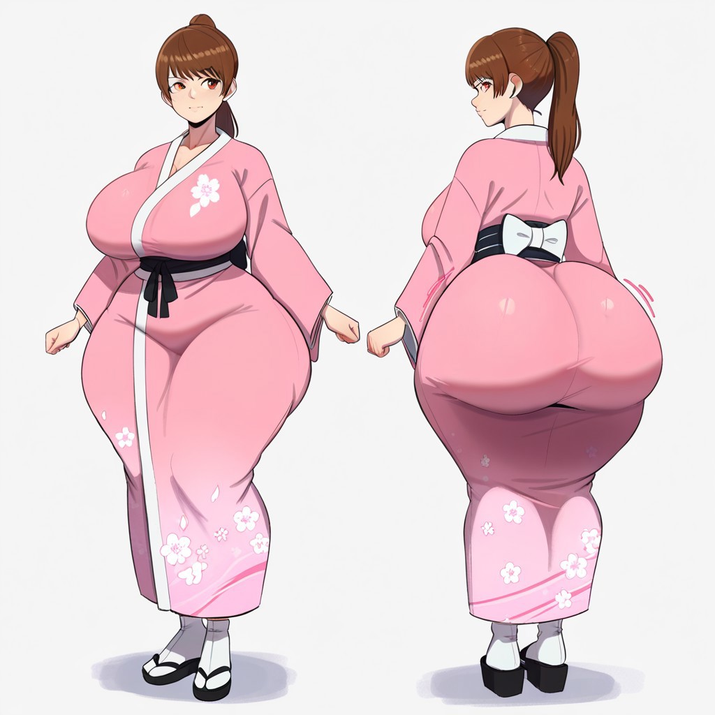 1girl ai_generated ass big_ass big_breasts breasts dead_or_alive fundoshilover101 huge_ass huge_breasts kasumi_(doa) kimono