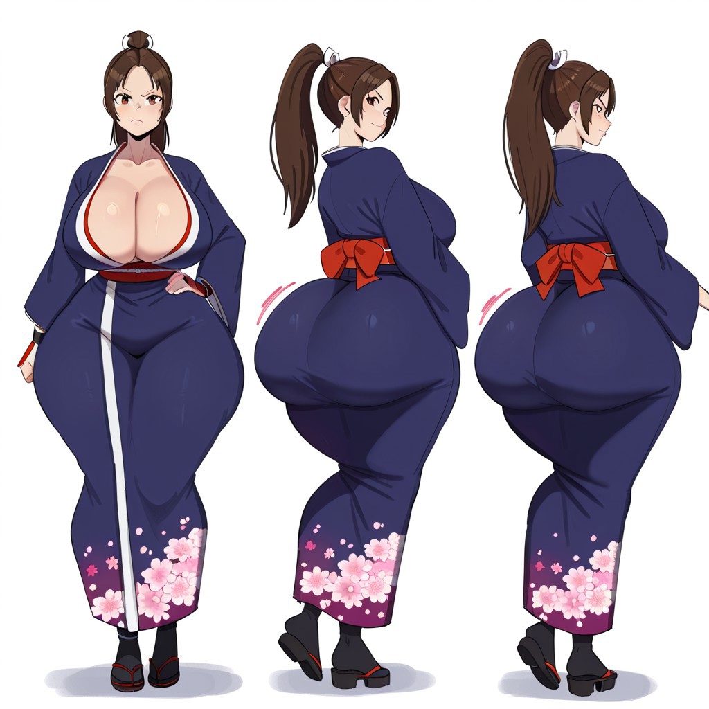 1girl ai_generated ass big_ass big_breasts breasts fatal_fury fundoshilover101 huge_ass huge_breasts kimono mai_shiranui