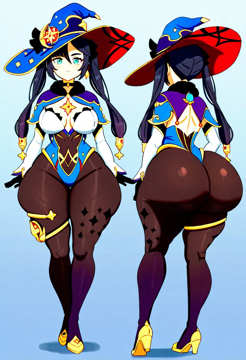 1girl ai_generated ass big_ass big_breasts breasts fundoshilover101 genshin_impact huge_ass mona_(genshin_impact)